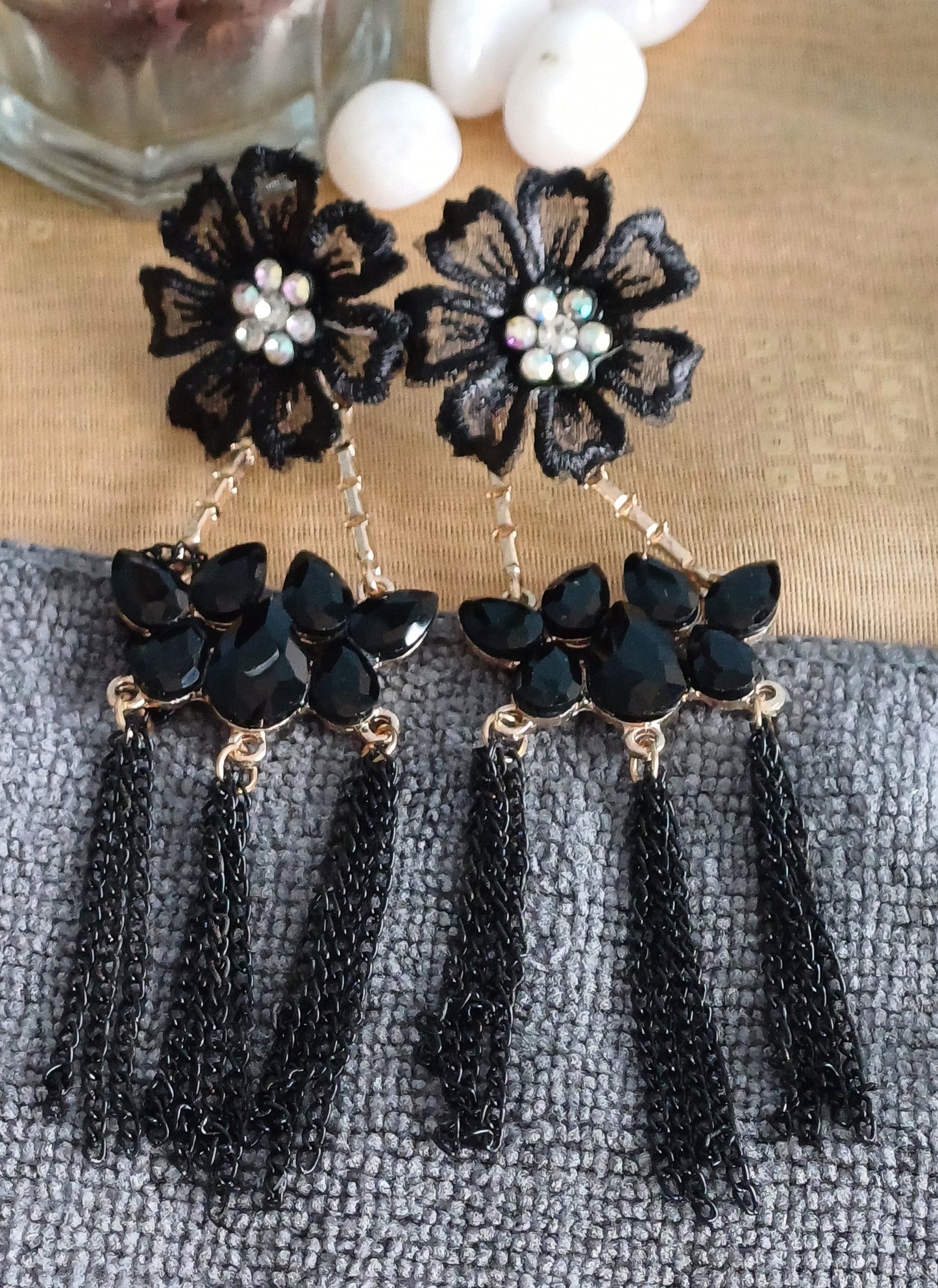 Monalisa Black Floral Dangler