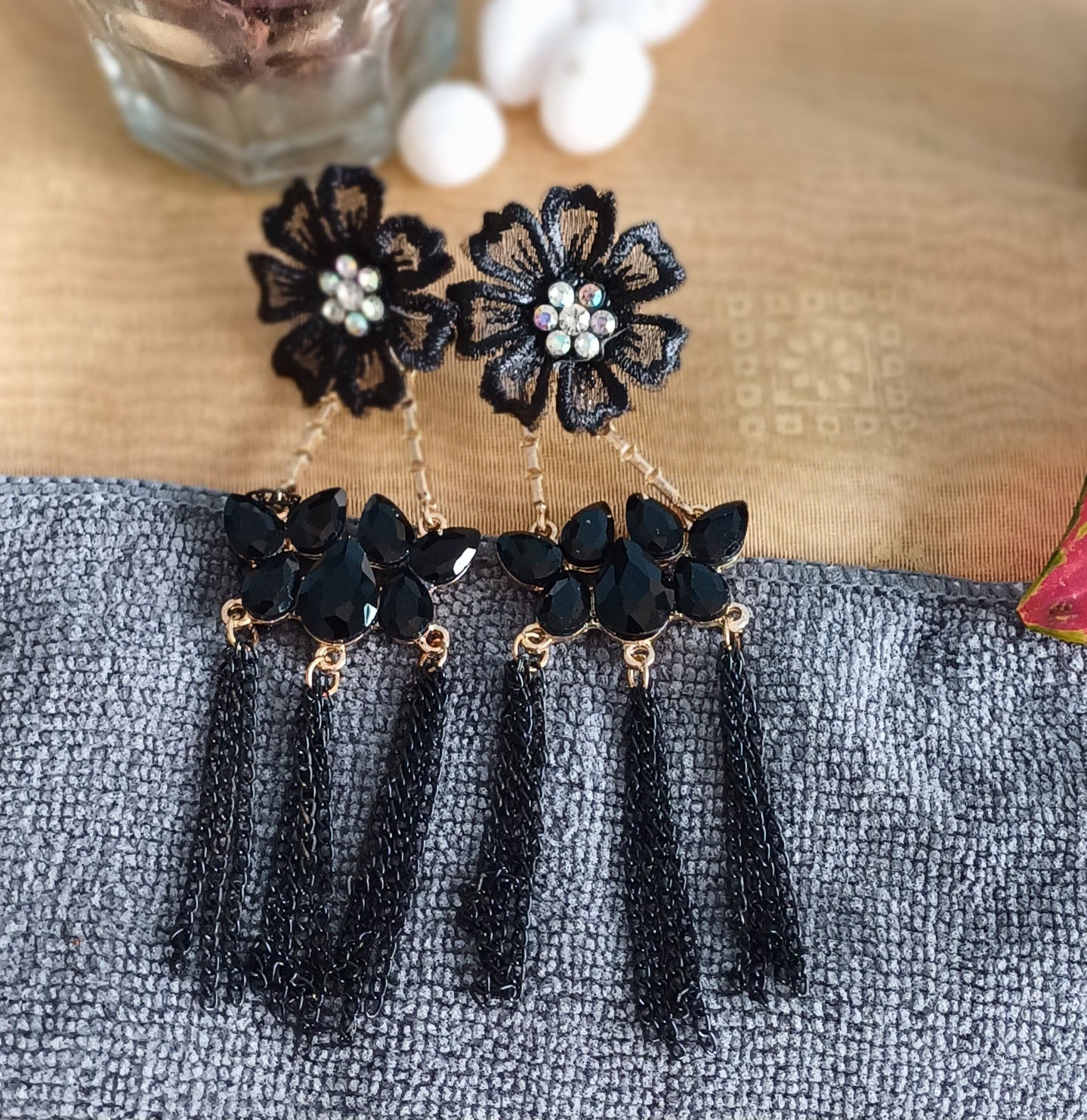 Monalisa Black Floral Dangler