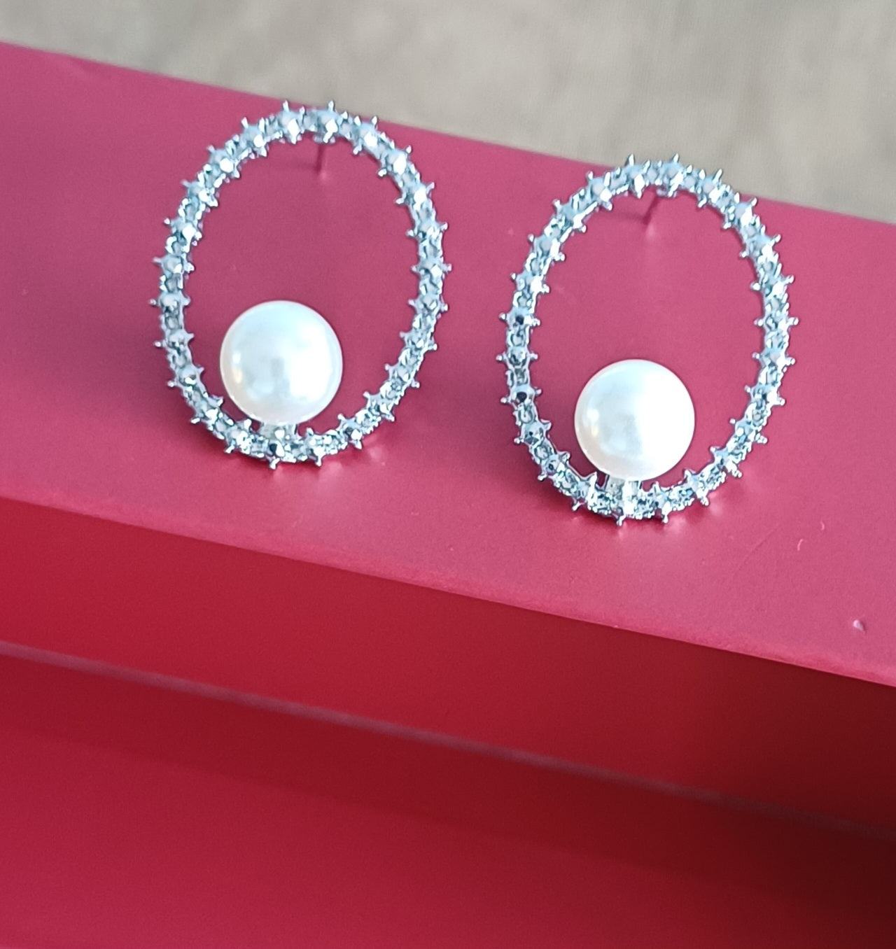 Crystal & Pearl Oval Studs