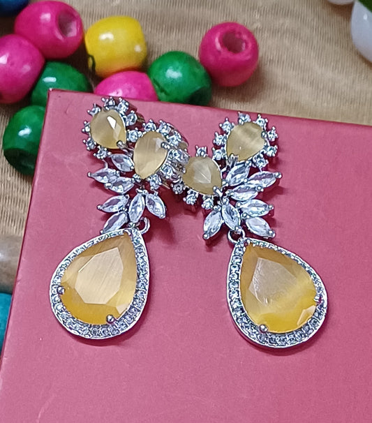 Yellow Stones AD Earrings