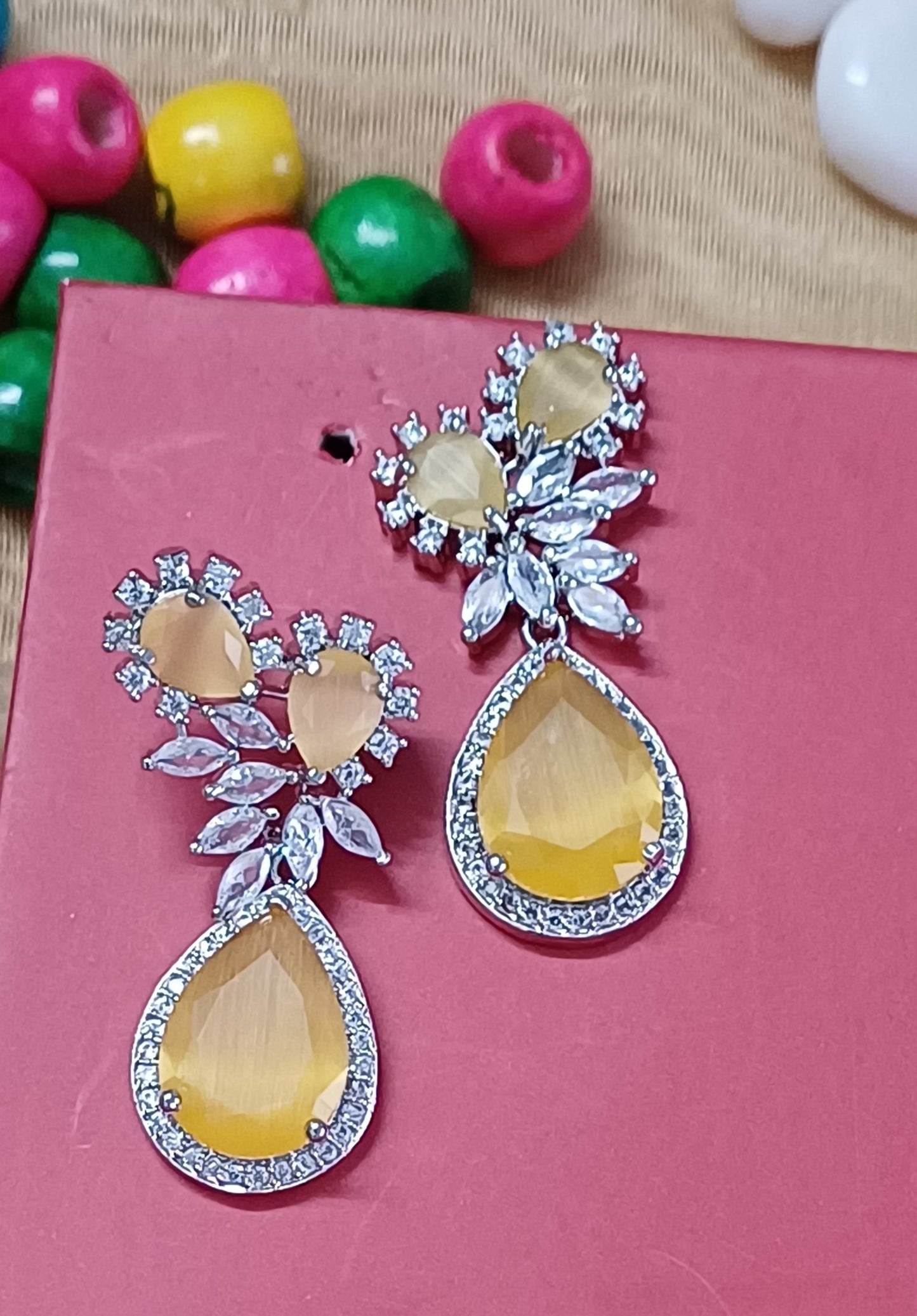 Yellow Stones AD Earrings