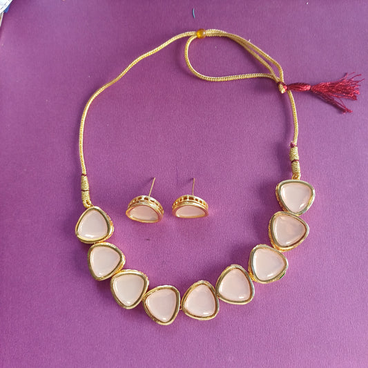 Peach Kundan Chokar Set