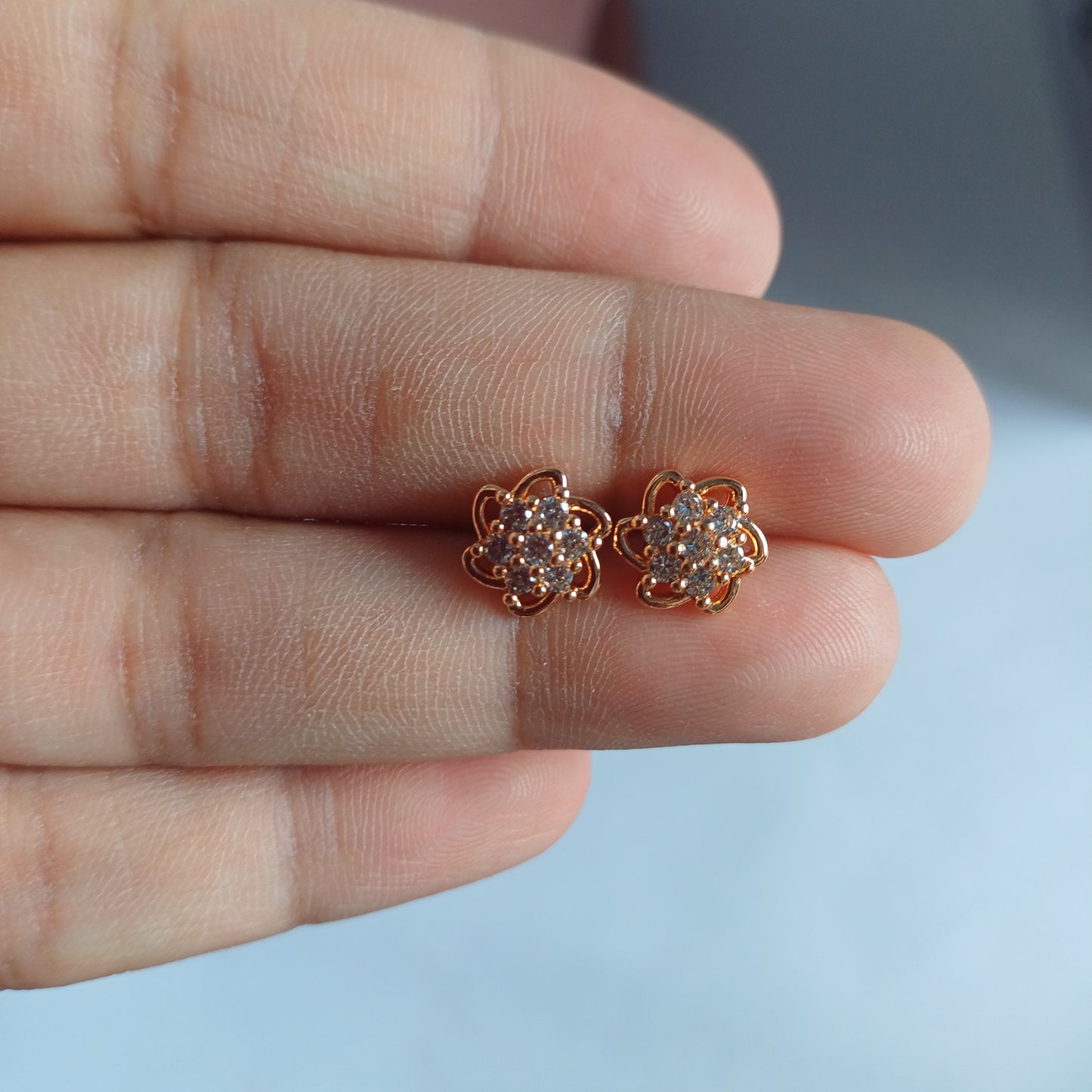 Cute Rosegold Stones Studs