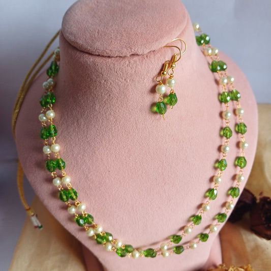 Light green and Pearls Jewellery Set