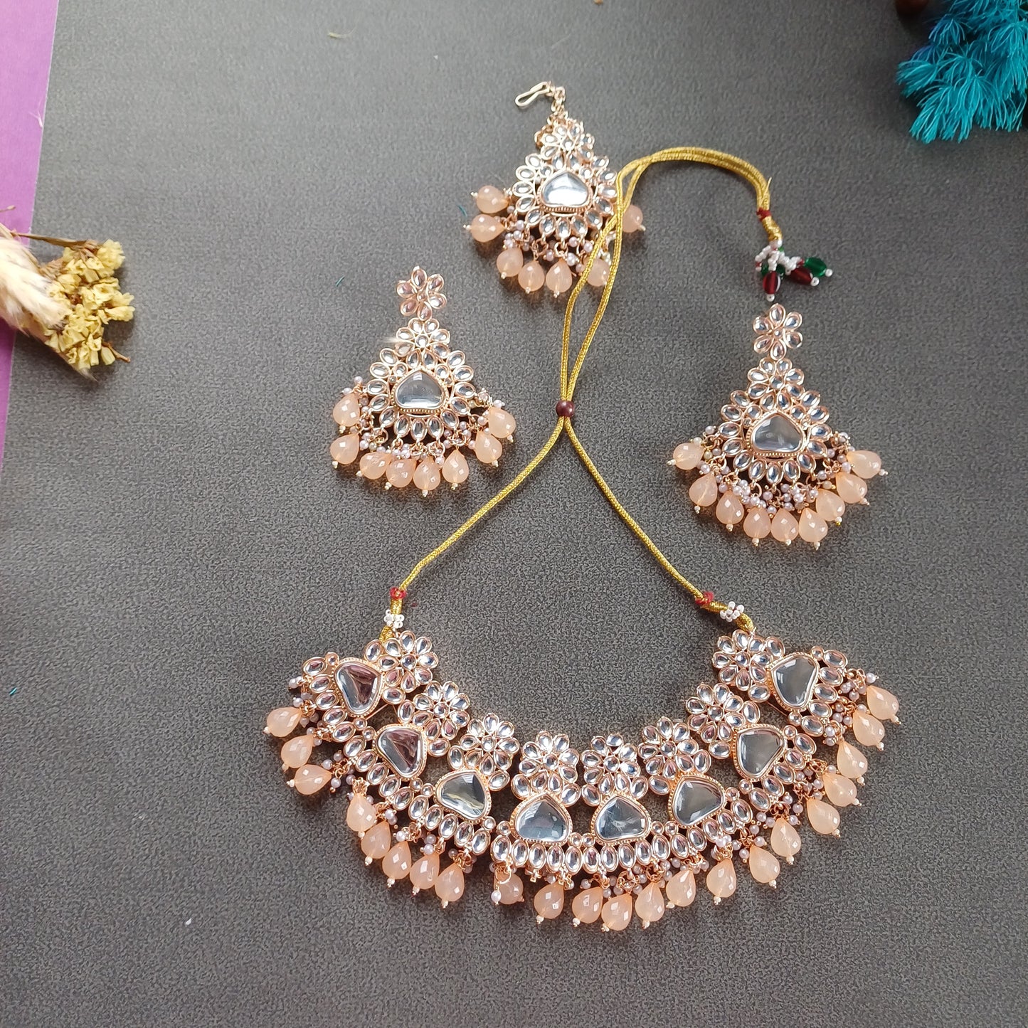 Peach Rani Jewellery Set