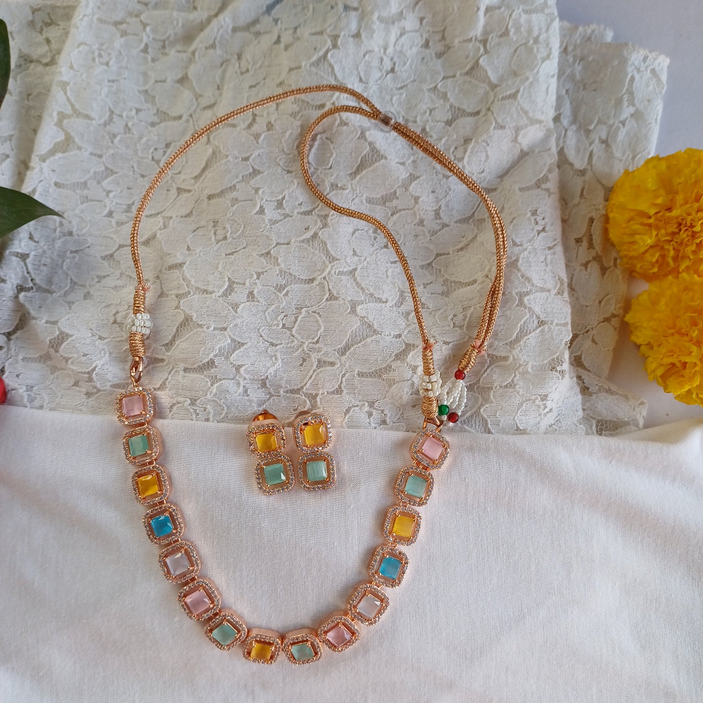 Multicoloured Ruby Necklace Set