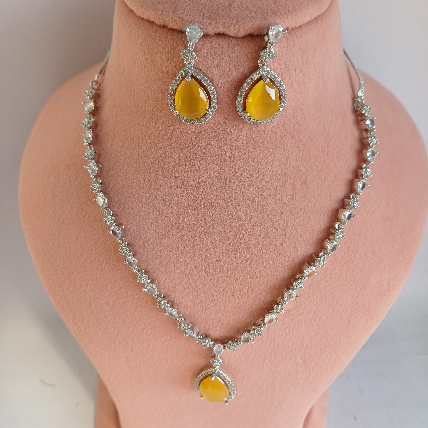 Yellow AD Necklace Set