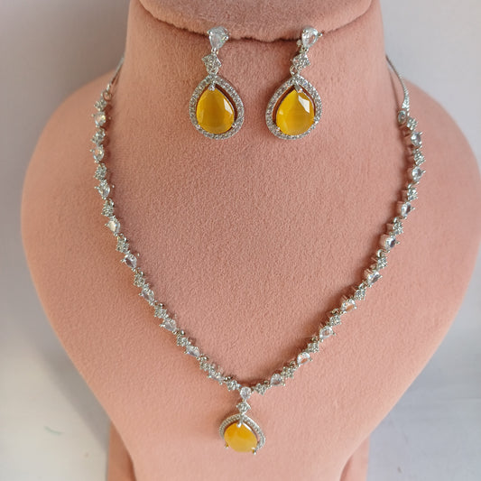 Yellow AD Necklace Set