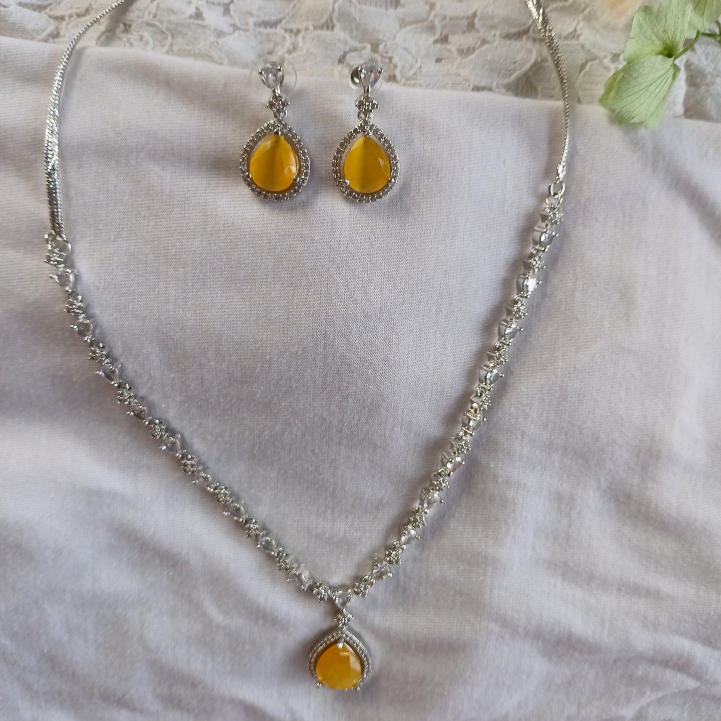 Yellow AD Necklace Set