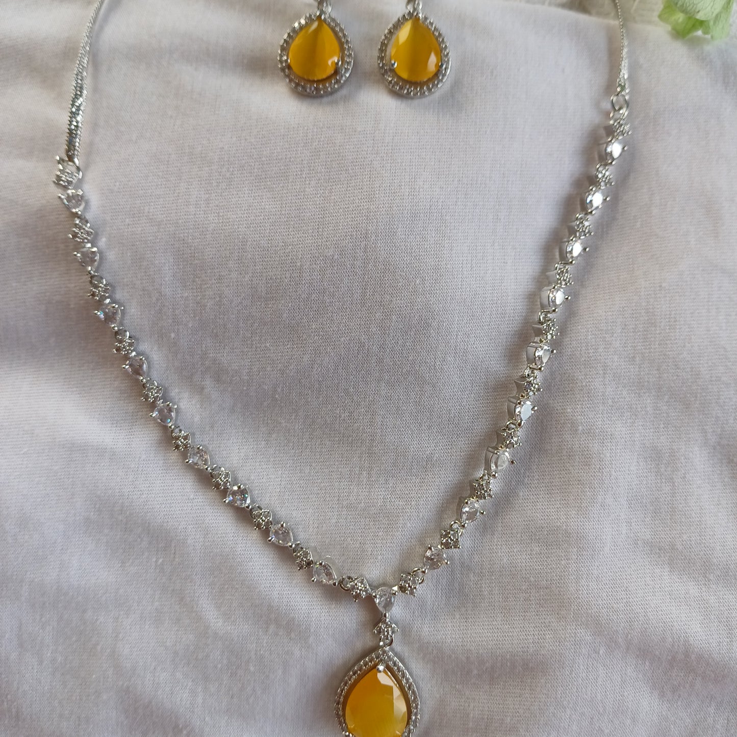 Yellow AD Necklace Set