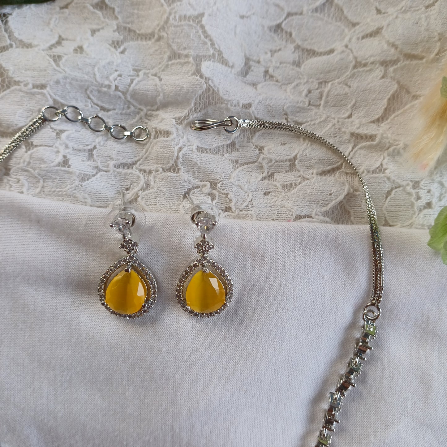 Yellow AD Necklace Set