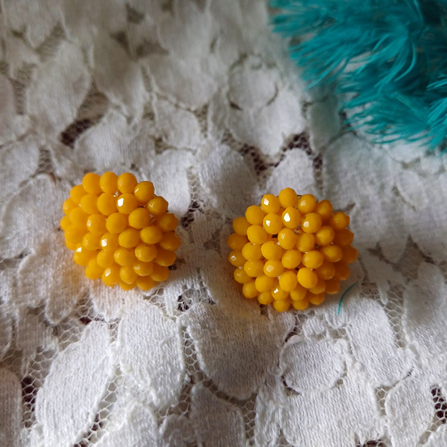 Handmade Yellow Monalisa Studs