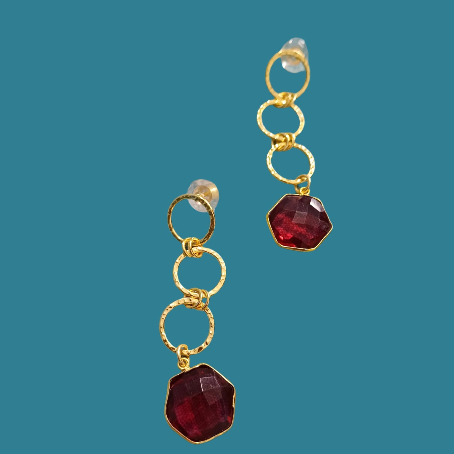 Ruby Gold Danglers