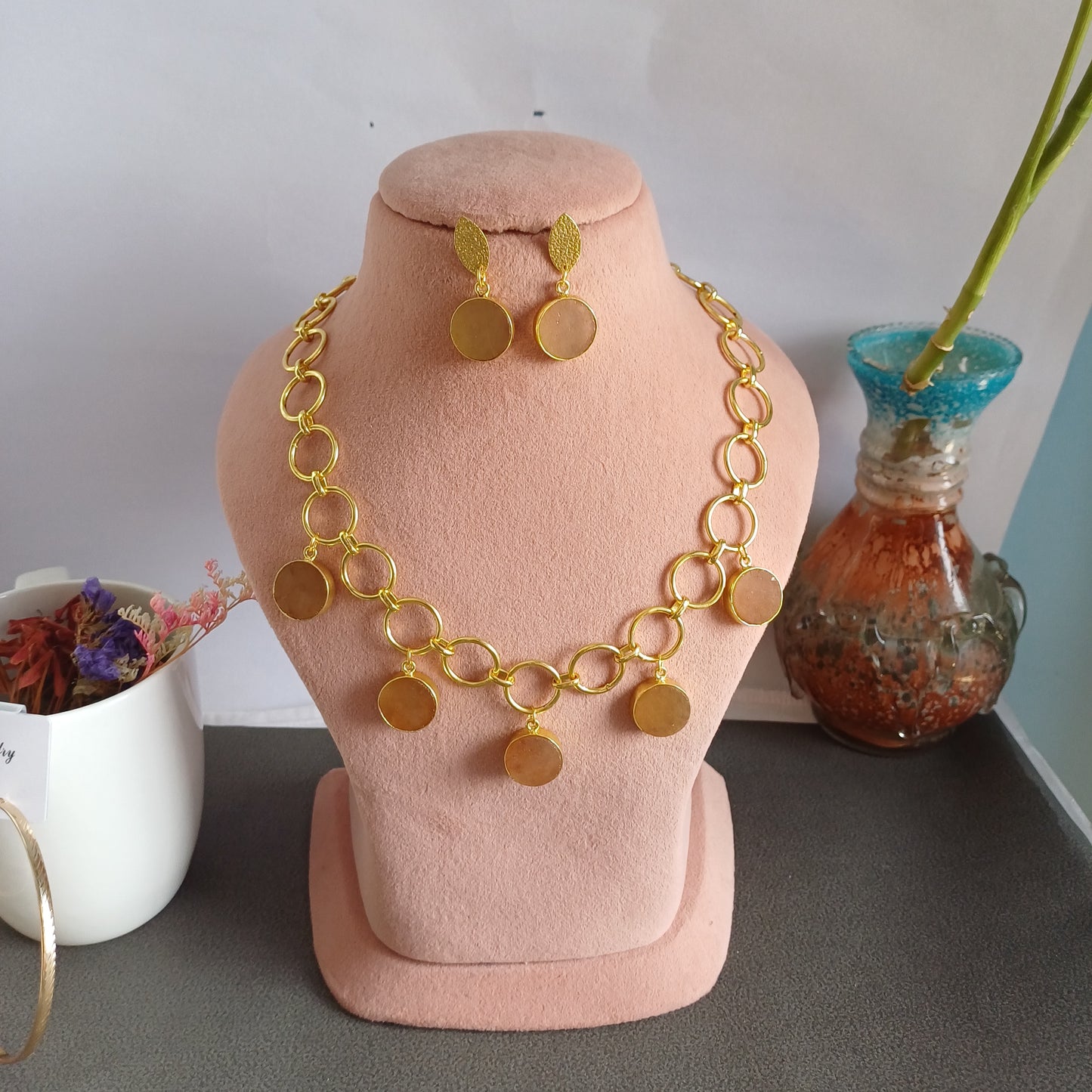 Quartz Gold Neckace Set