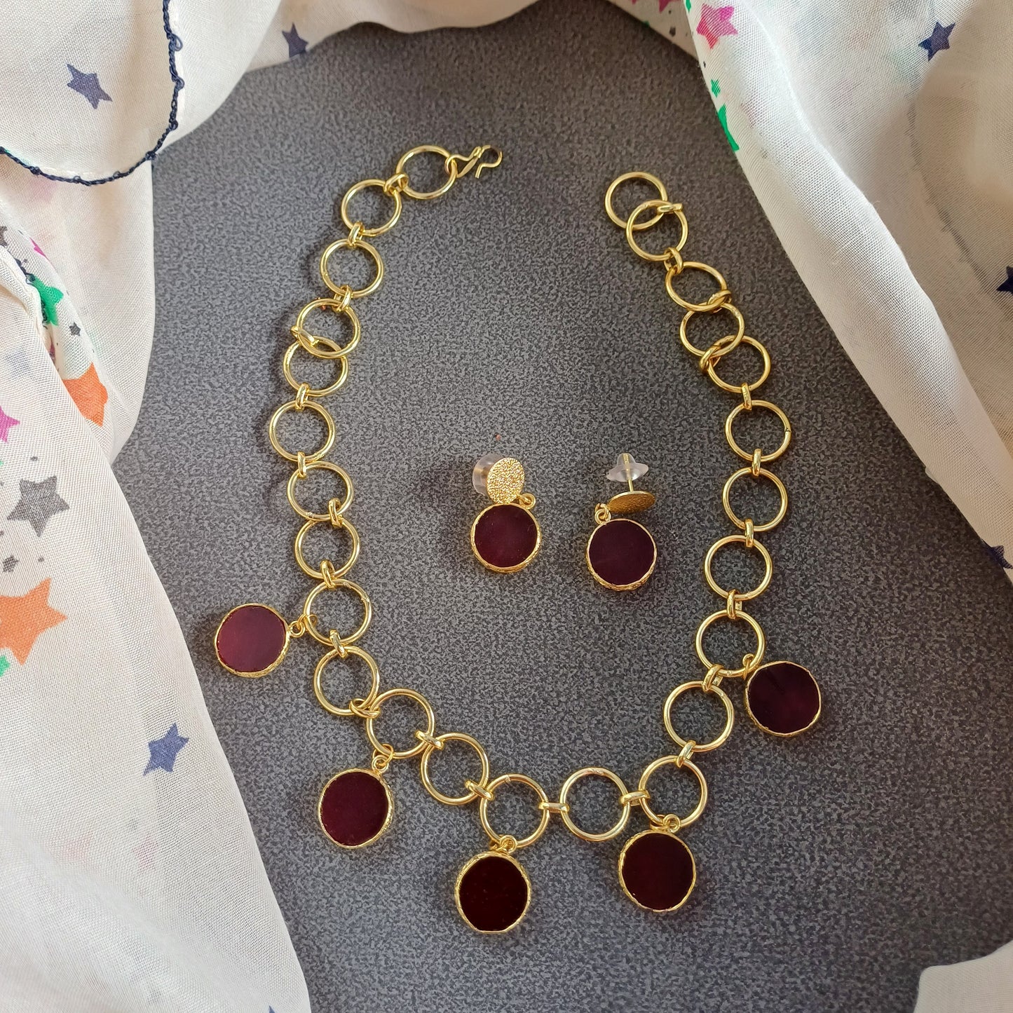 Wine Zirconia Necklace Set