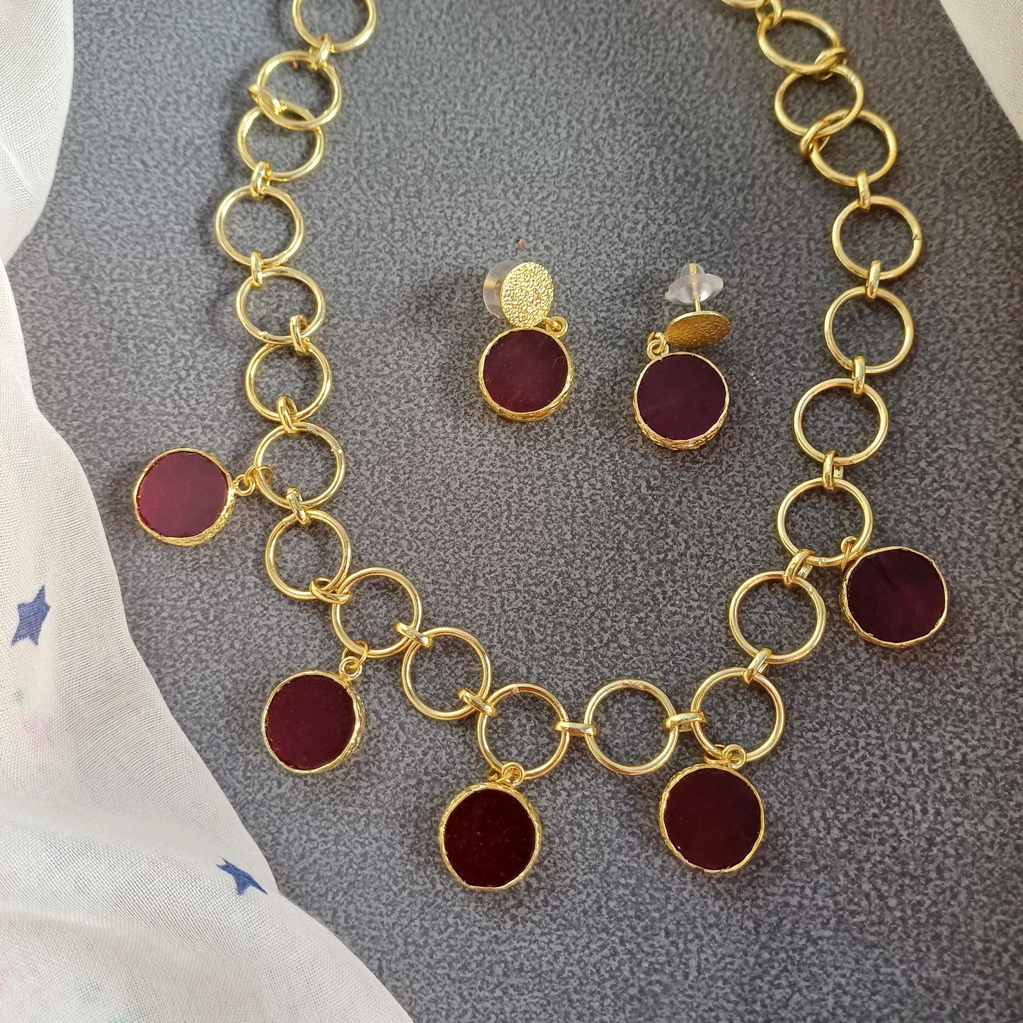 Wine Zirconia Necklace Set