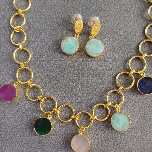 Multicolor NaturalStones Necklace Set