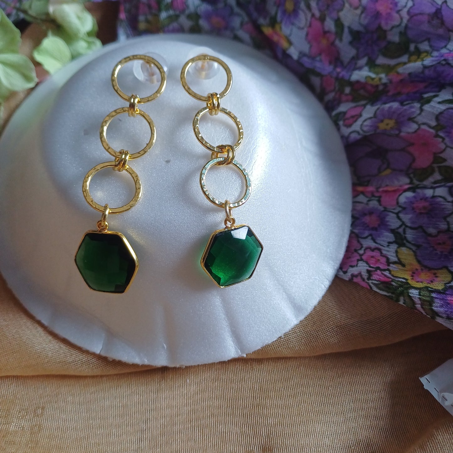 Seagreen Gold Danglers