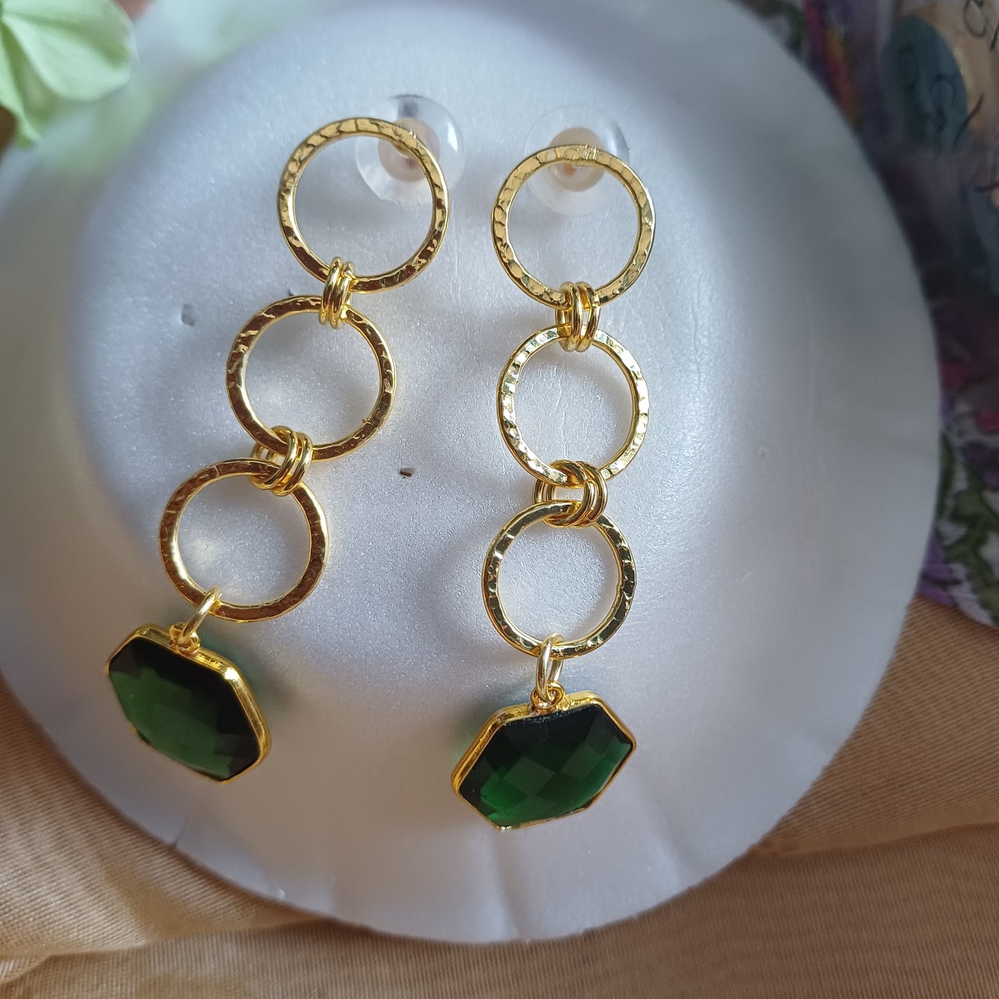 Seagreen Gold Danglers