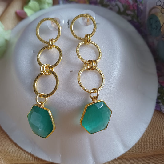 Turquoise Gold Danglers