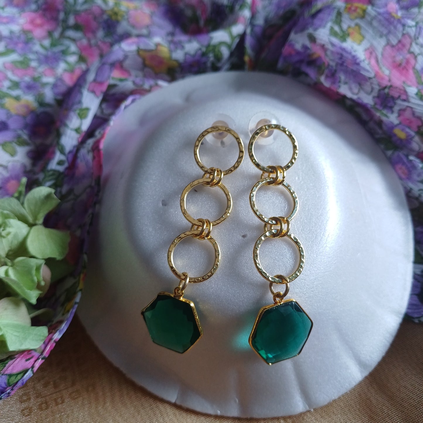 Turquoise Gold Danglers