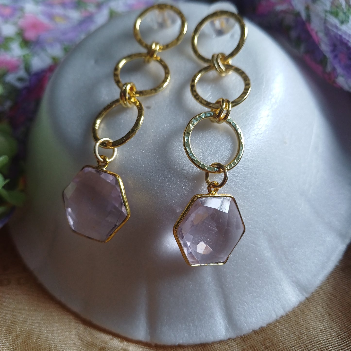 Rose Quartz Danglers