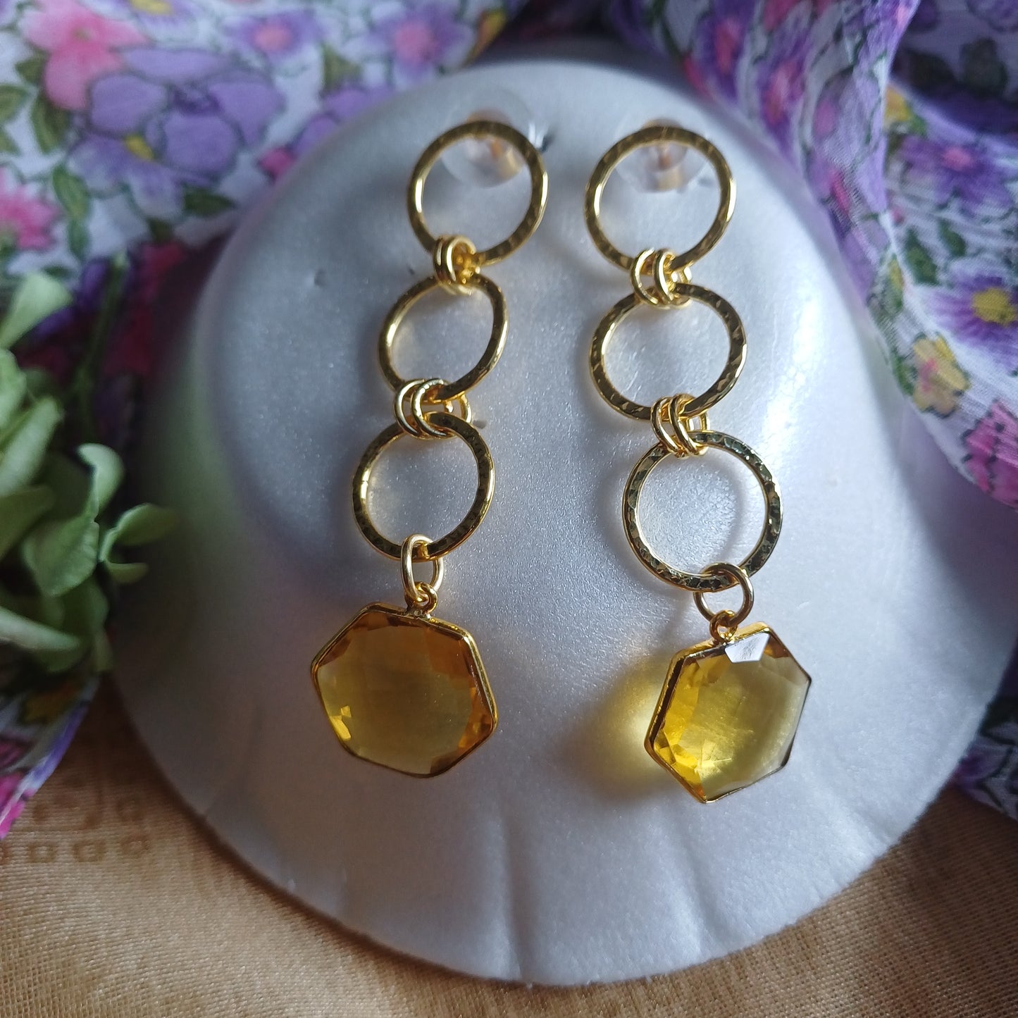 Quartz Gold Danglers