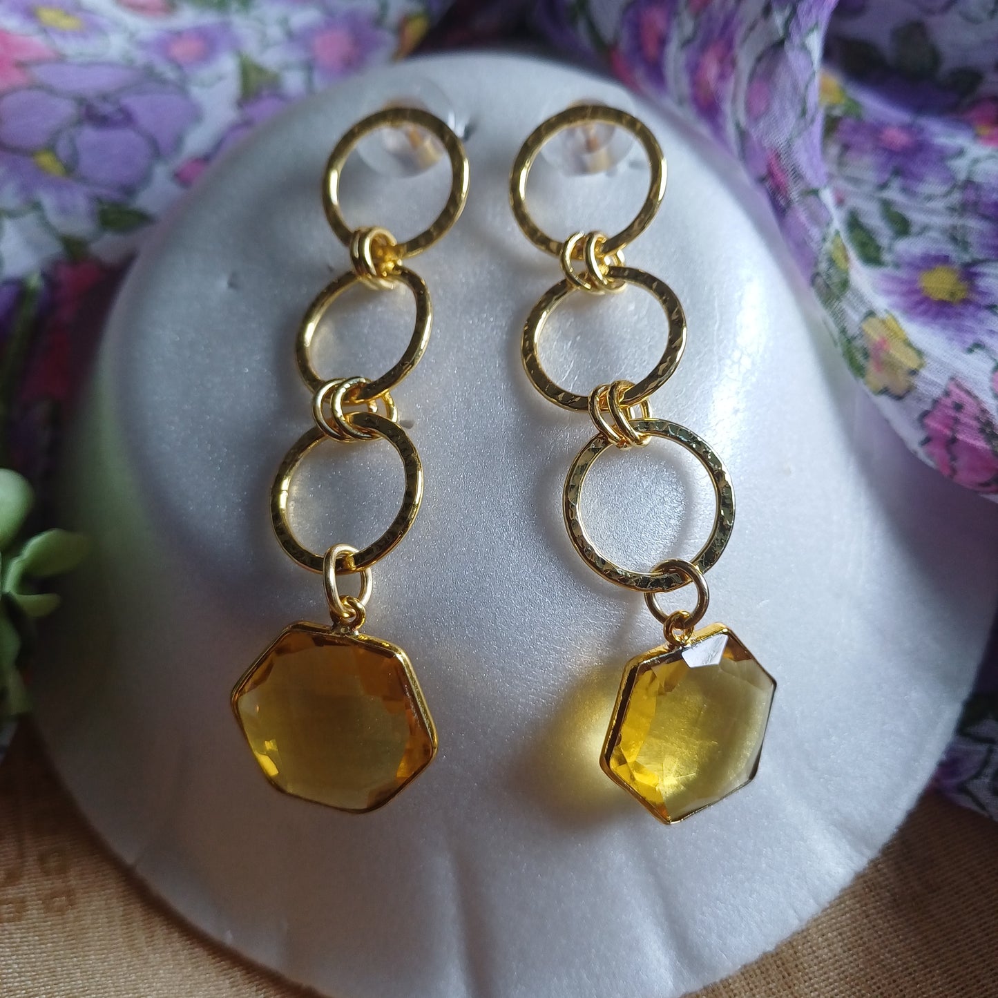 Quartz Gold Danglers