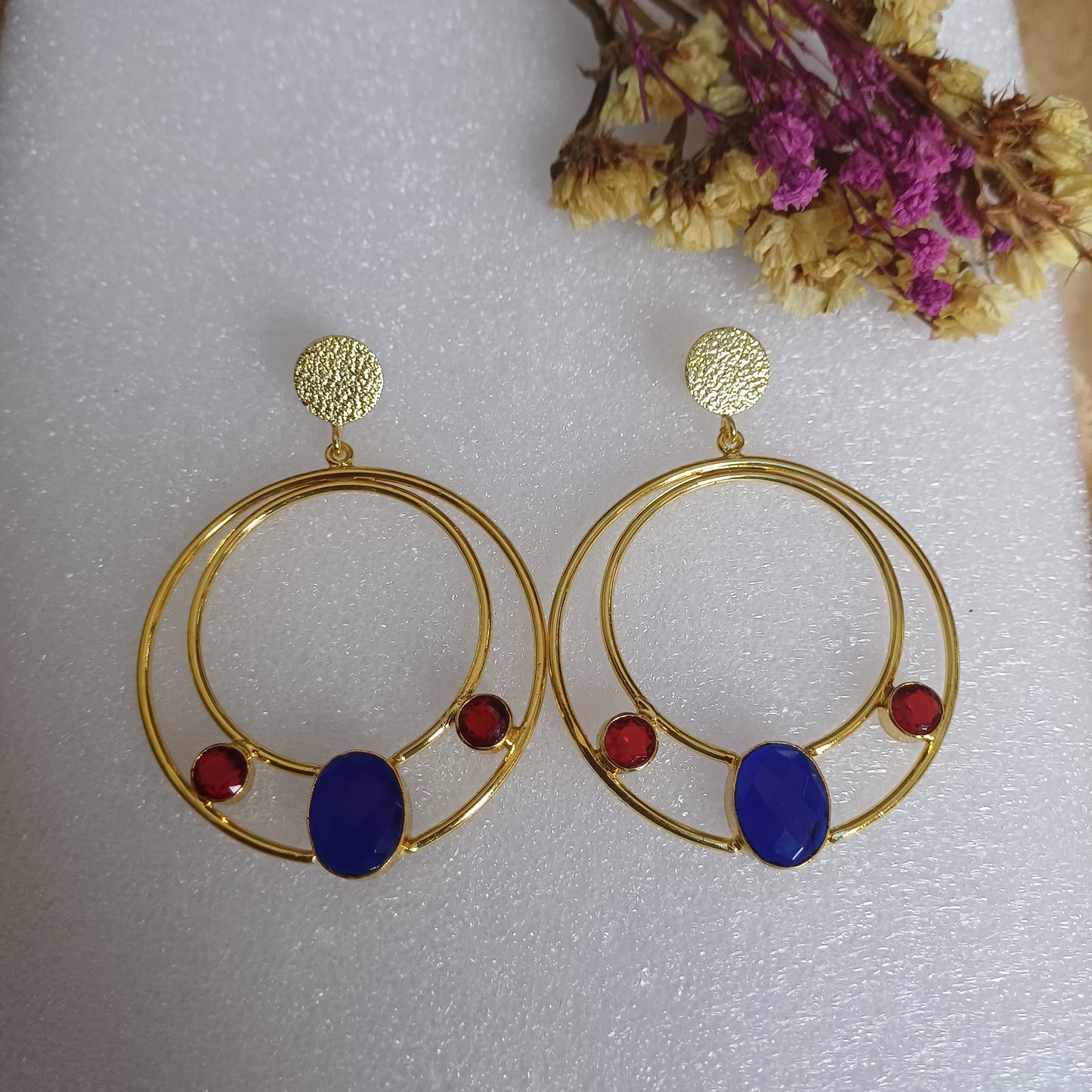 BlueRed Hoop Earrings