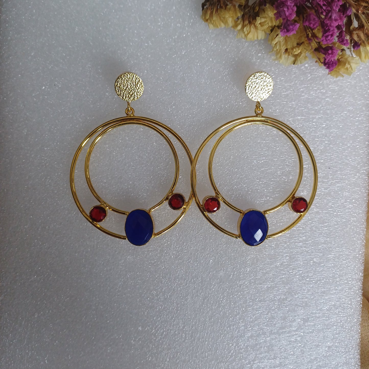 BlueRed Hoop Earrings