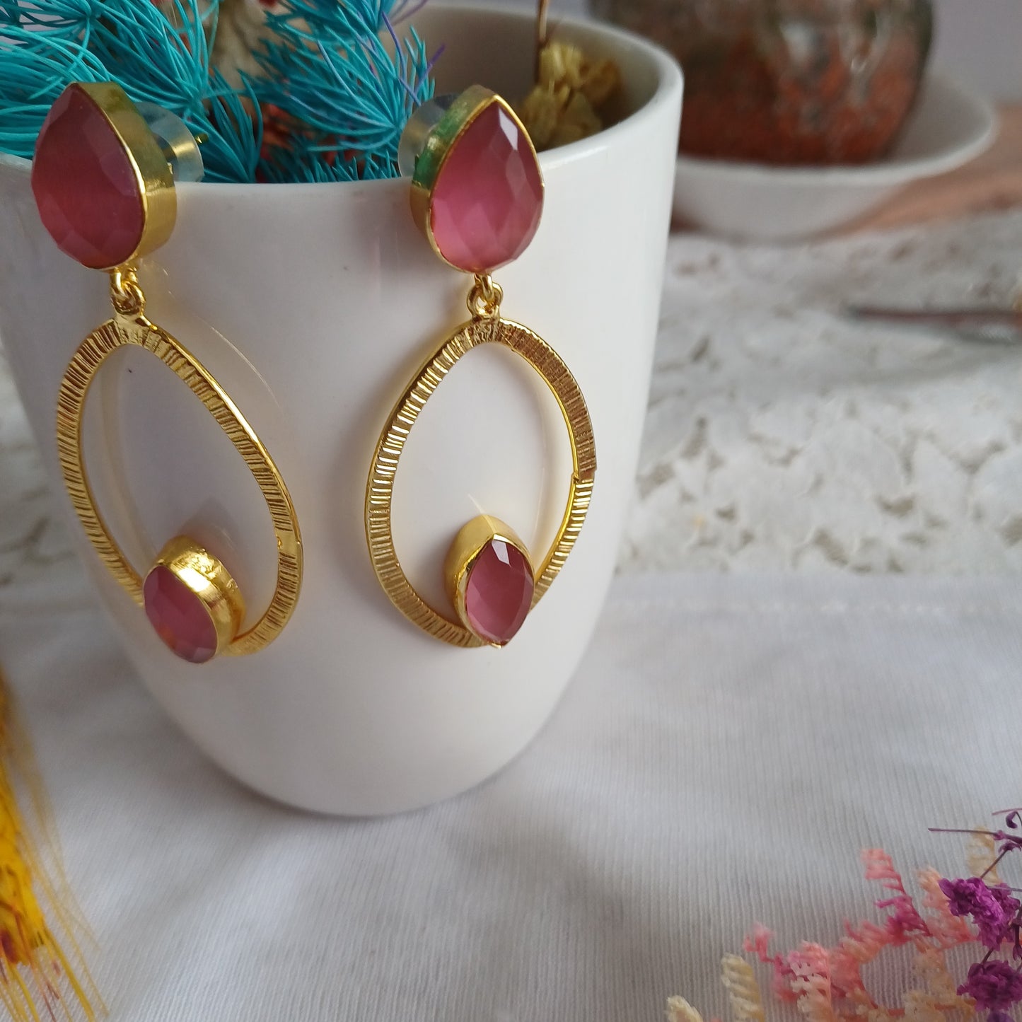 Blush Oval Danglers