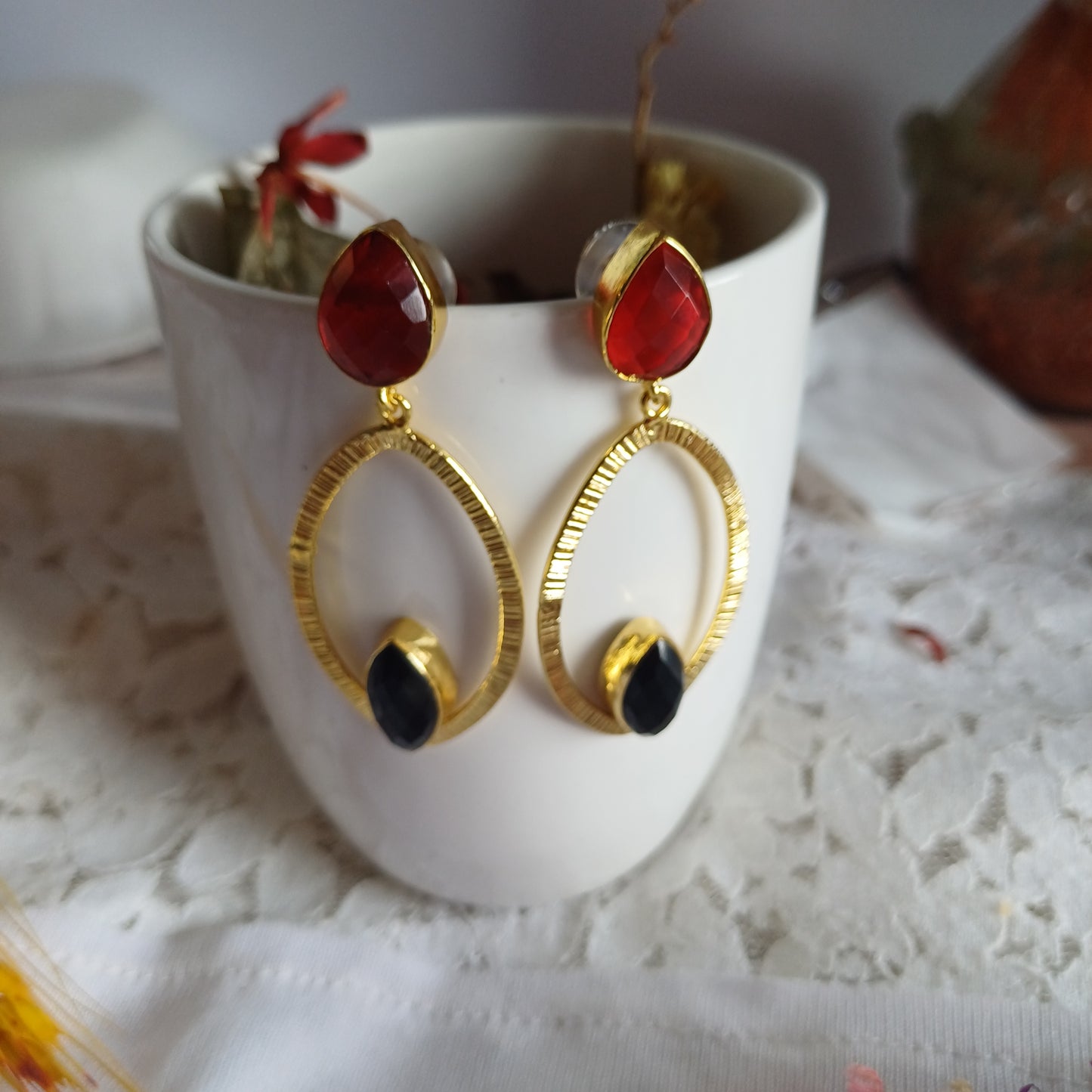 NavyRed Oval Danglers