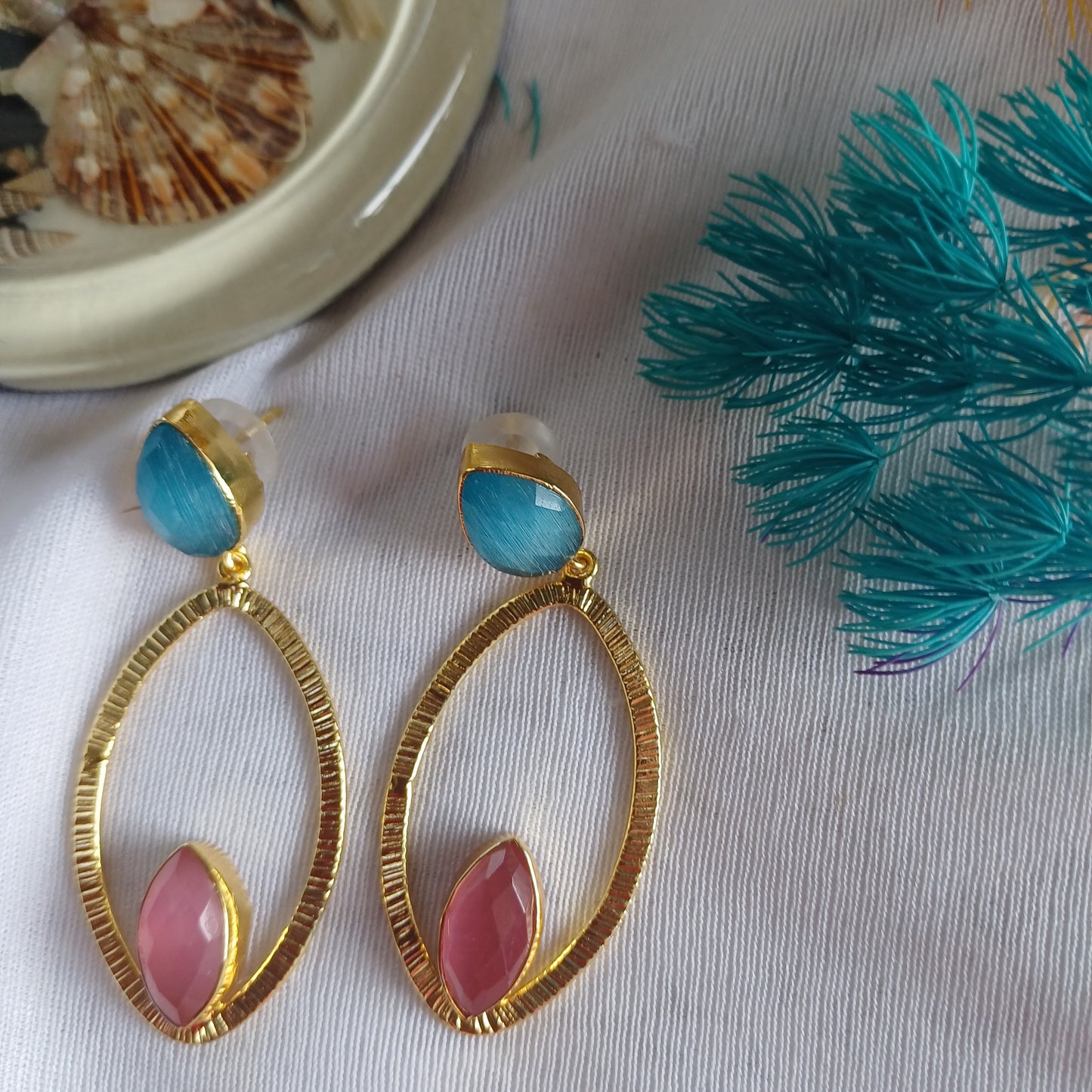 SkyBlush Oval Danglers