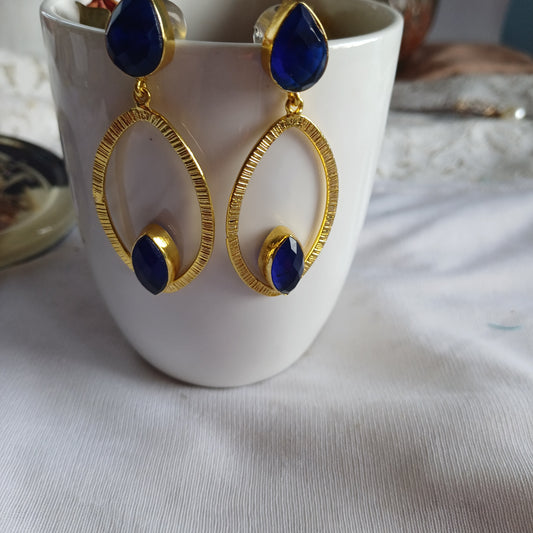 Navyblue Oval Danglers