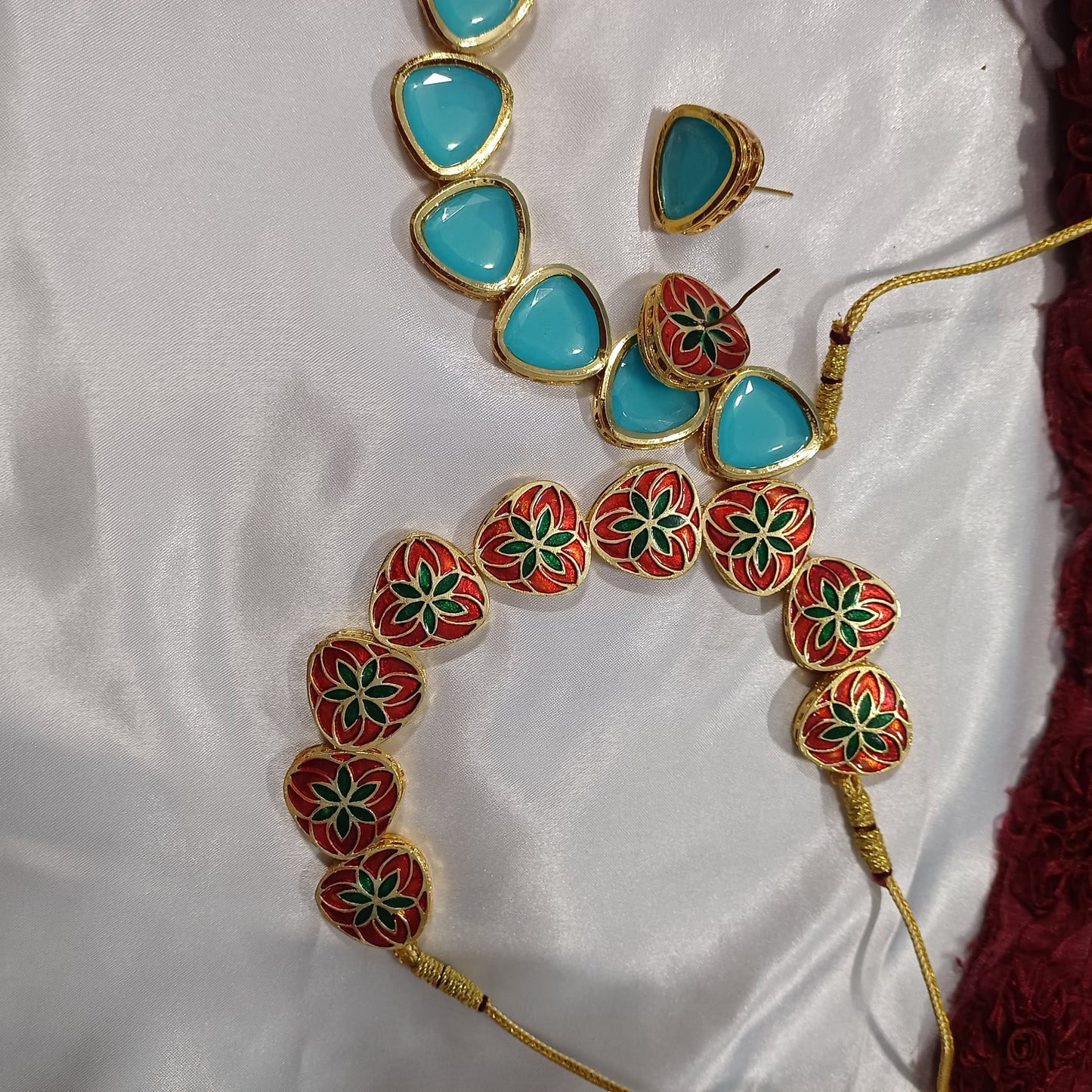 Blue Polki Necklace Set