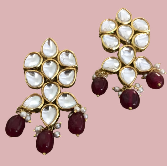 Maroon kundan Earring