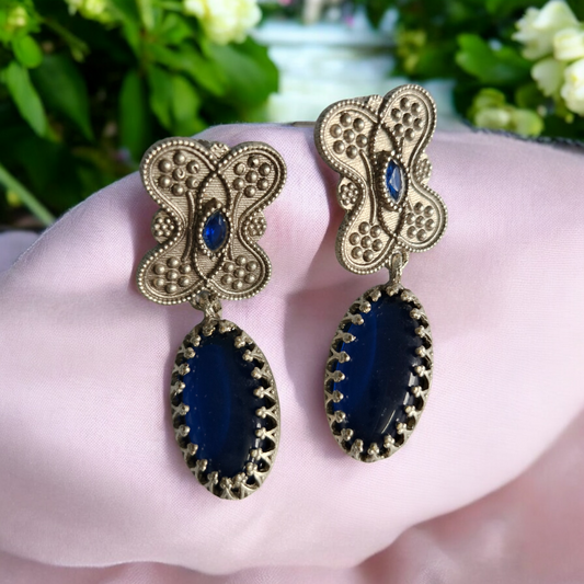 Sapphire Oxidised Earrings